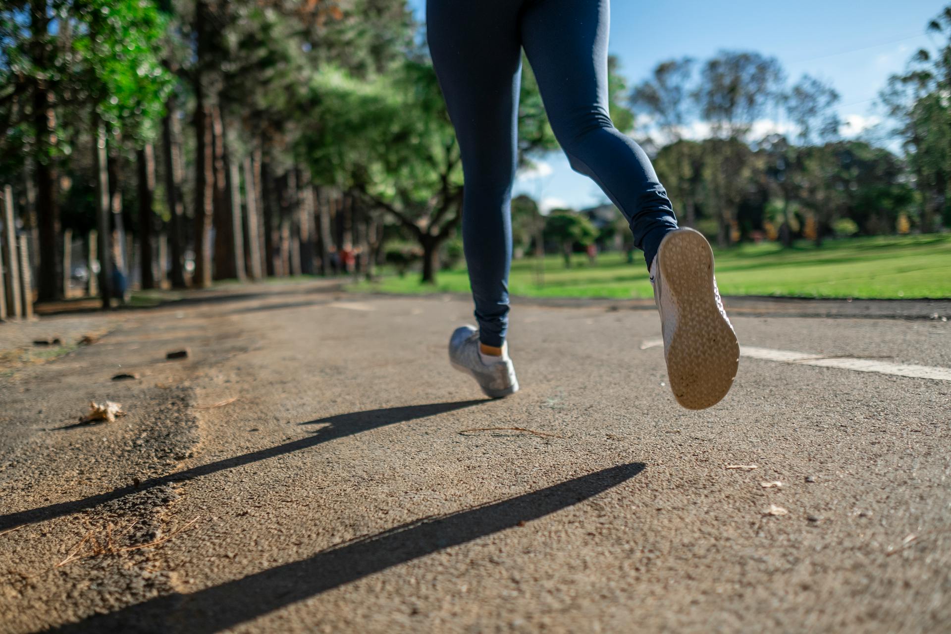Runner training outdoors in a park